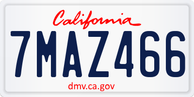 CA license plate 7MAZ466