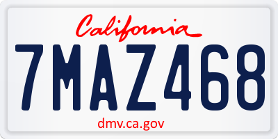 CA license plate 7MAZ468