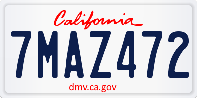 CA license plate 7MAZ472