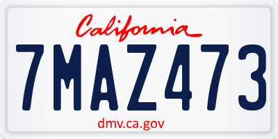 CA license plate 7MAZ473