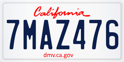 CA license plate 7MAZ476