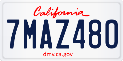 CA license plate 7MAZ480