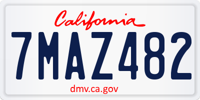 CA license plate 7MAZ482