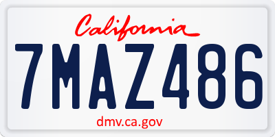 CA license plate 7MAZ486