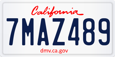 CA license plate 7MAZ489