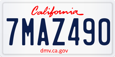 CA license plate 7MAZ490