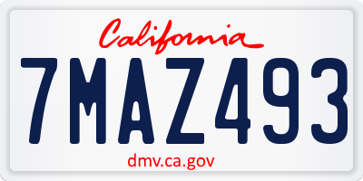 CA license plate 7MAZ493