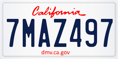 CA license plate 7MAZ497