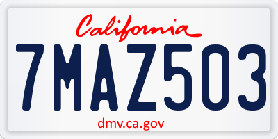 CA license plate 7MAZ503