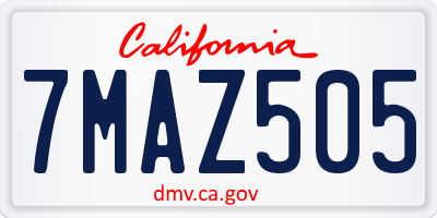 CA license plate 7MAZ505