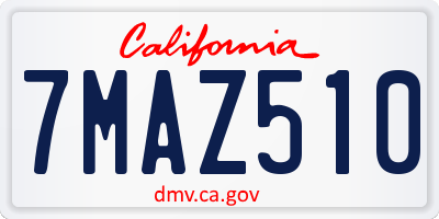 CA license plate 7MAZ510