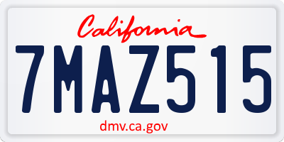 CA license plate 7MAZ515