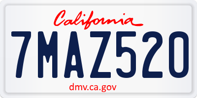 CA license plate 7MAZ520