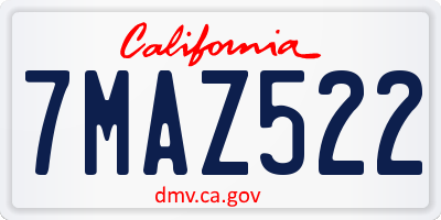 CA license plate 7MAZ522