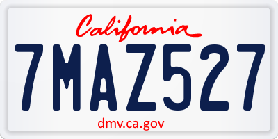 CA license plate 7MAZ527