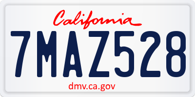 CA license plate 7MAZ528