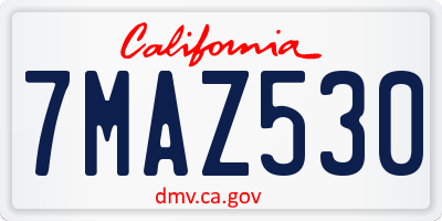 CA license plate 7MAZ530