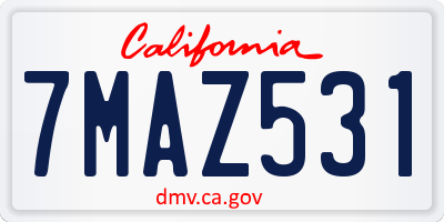 CA license plate 7MAZ531