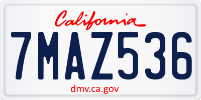 CA license plate 7MAZ536