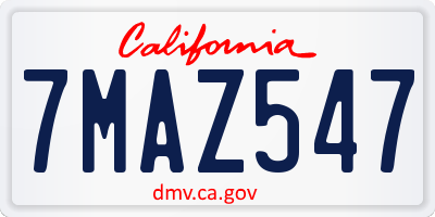 CA license plate 7MAZ547