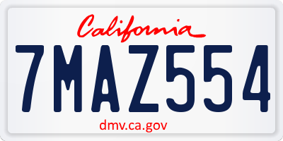 CA license plate 7MAZ554