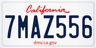 CA license plate 7MAZ556