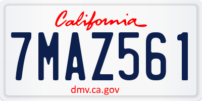 CA license plate 7MAZ561