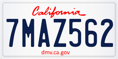 CA license plate 7MAZ562