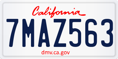 CA license plate 7MAZ563
