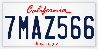 CA license plate 7MAZ566