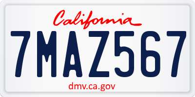 CA license plate 7MAZ567