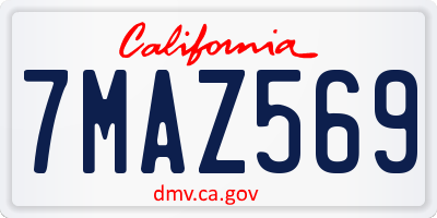 CA license plate 7MAZ569