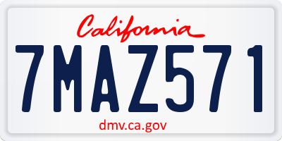 CA license plate 7MAZ571