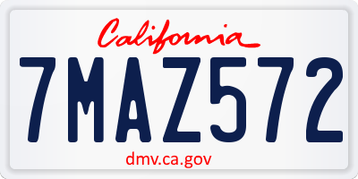 CA license plate 7MAZ572