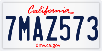 CA license plate 7MAZ573