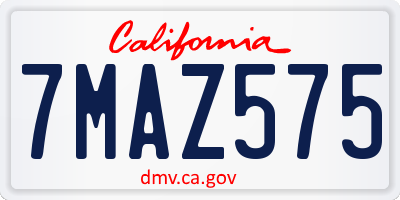 CA license plate 7MAZ575