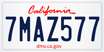 CA license plate 7MAZ577