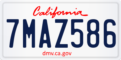 CA license plate 7MAZ586