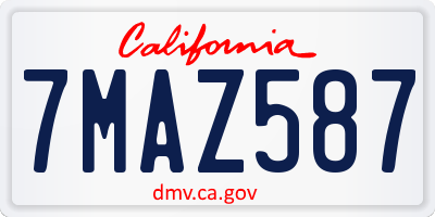 CA license plate 7MAZ587