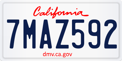 CA license plate 7MAZ592