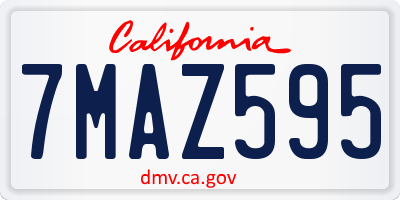 CA license plate 7MAZ595