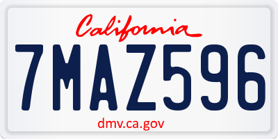 CA license plate 7MAZ596
