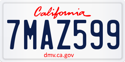 CA license plate 7MAZ599