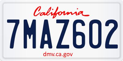 CA license plate 7MAZ602