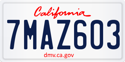 CA license plate 7MAZ603