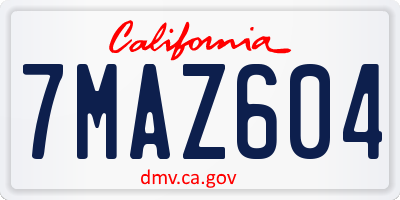 CA license plate 7MAZ604