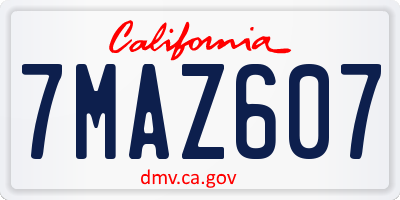 CA license plate 7MAZ607