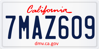 CA license plate 7MAZ609