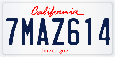 CA license plate 7MAZ614