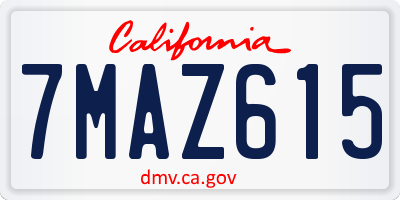 CA license plate 7MAZ615